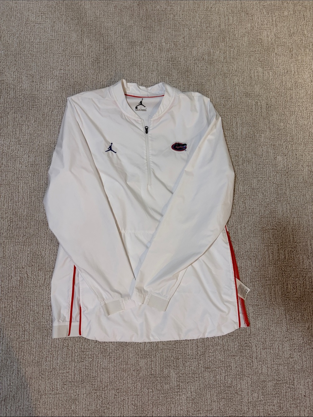 Jordan White Pullover Jacket with Red Accents